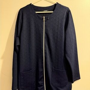 NWOT Olsen XL Navy Blue Henny Zip Reg Fit